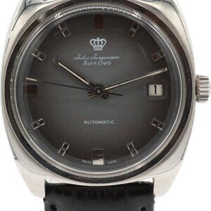 Vintage Jules Jurgensen 17 Jewel Men Automatic Wristwatch Swiss Steel w GrayDial